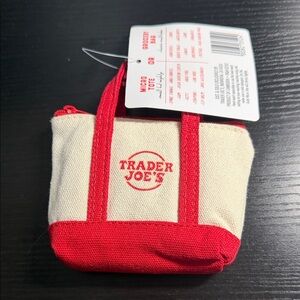 Trader Joe's Red and Cream Tote Bag